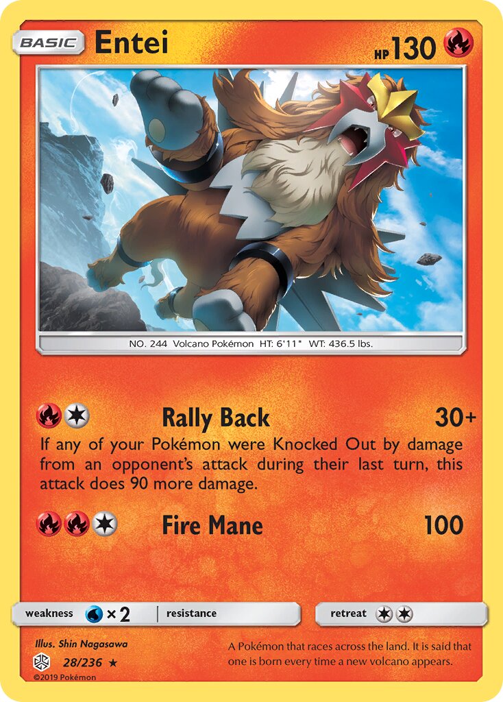 Entei 028/236 — Cosmic Eclipse (English Pokémon TCG card)