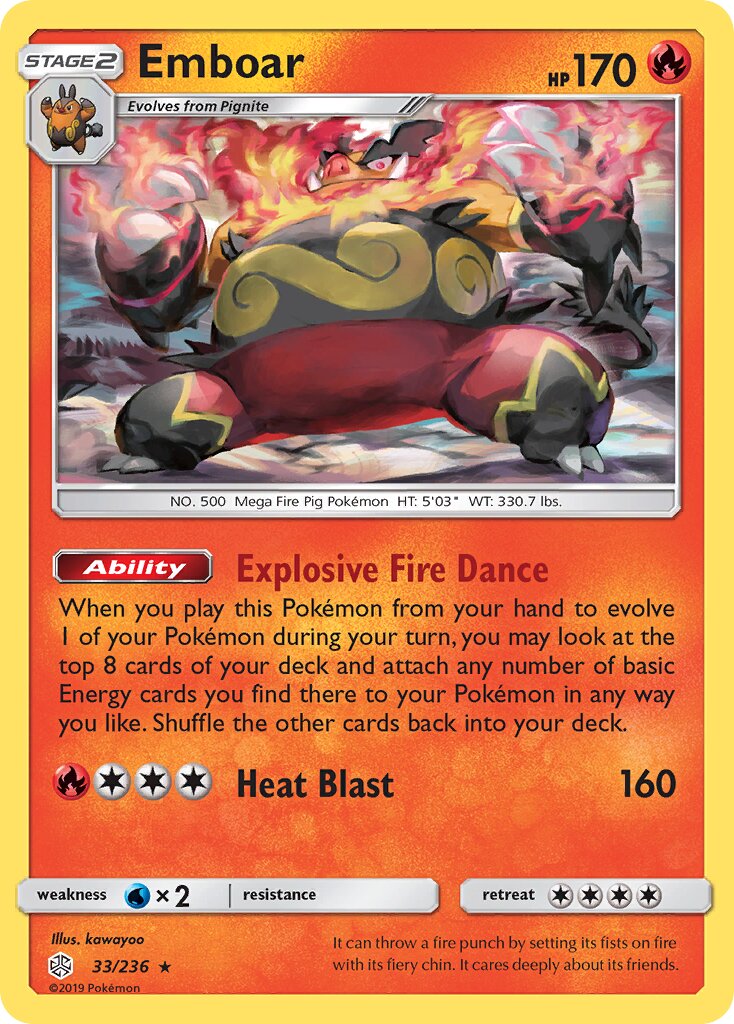 Emboar 033/236 — Cosmic Eclipse (English Pokémon TCG card)