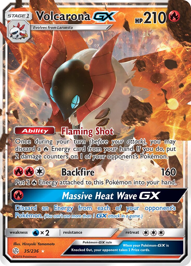 Volcarona-GX 035/236 — Cosmic Eclipse (English Pokémon TCG card)