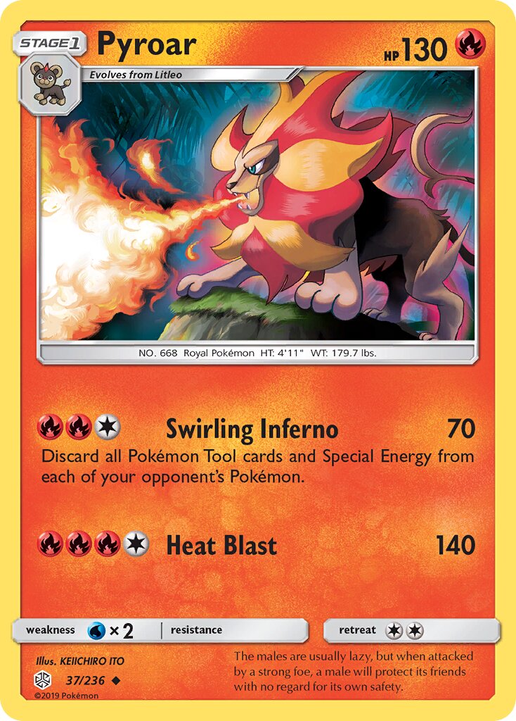 Pyroar 037/236 — Cosmic Eclipse (English Pokémon TCG card)