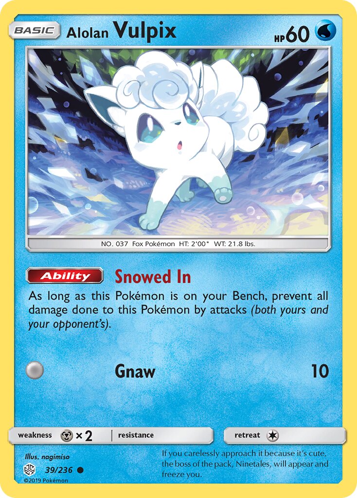 Alolan Vulpix 039/236 — Cosmic Eclipse (English Pokémon TCG card)