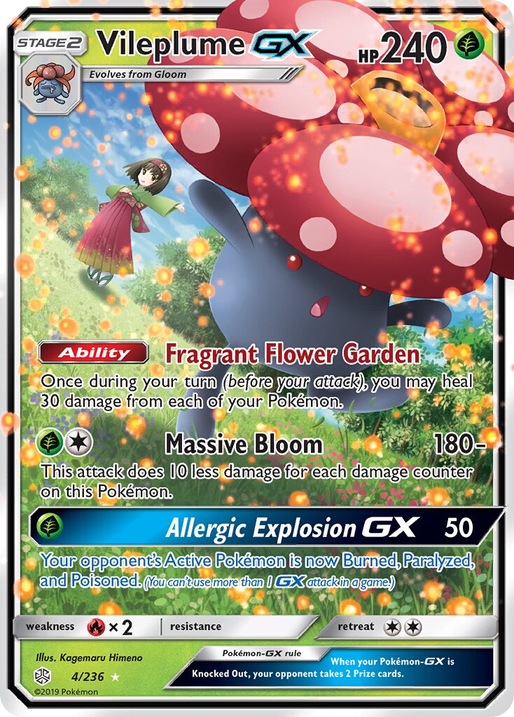 Vileplume-GX 004/236 — Cosmic Eclipse (English Pokémon TCG card)