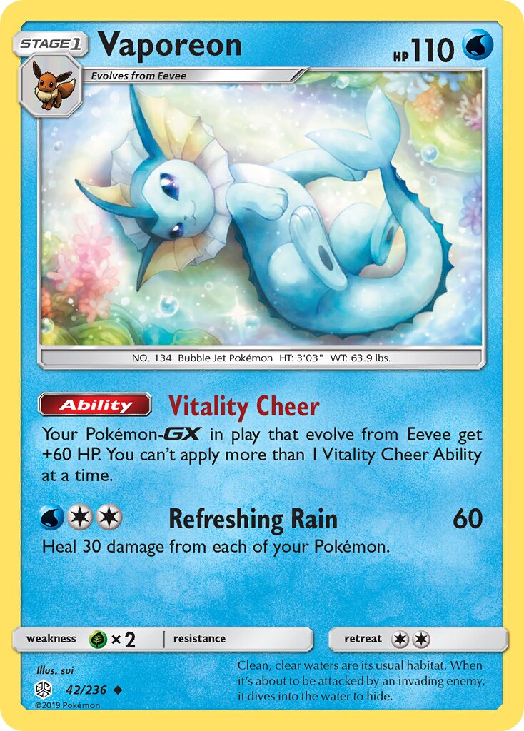 Vaporeon 042/236 — Cosmic Eclipse (English Pokémon TCG card)