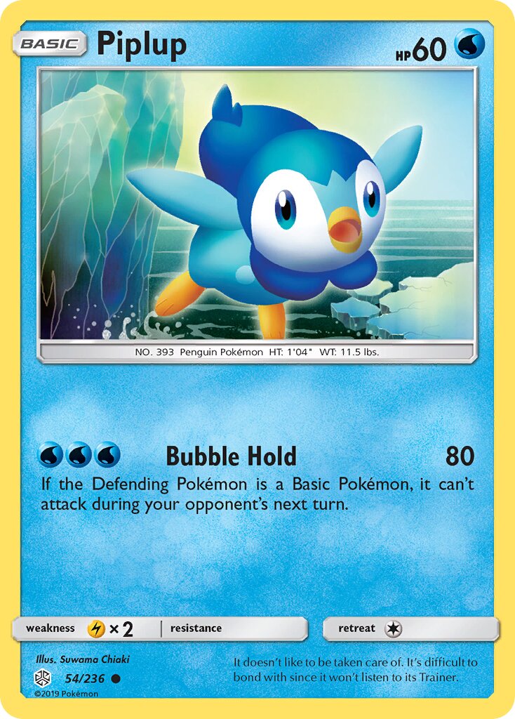 Piplup 054/236 — Cosmic Eclipse (English Pokémon TCG card)