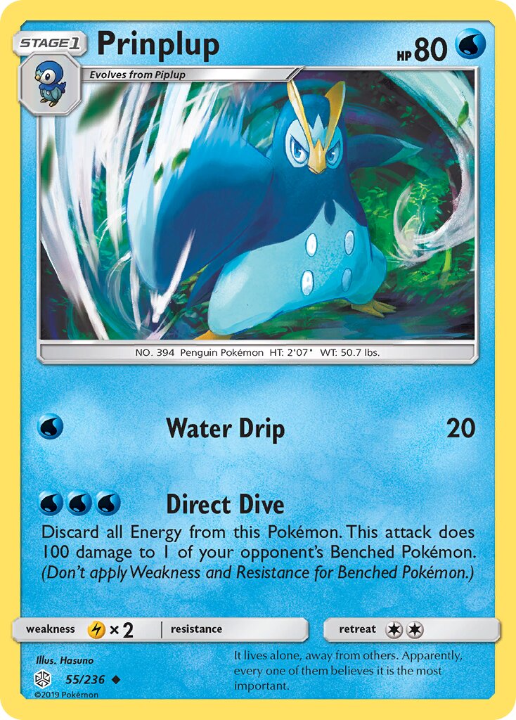 Prinplup 055/236 — Cosmic Eclipse (English Pokémon TCG card)