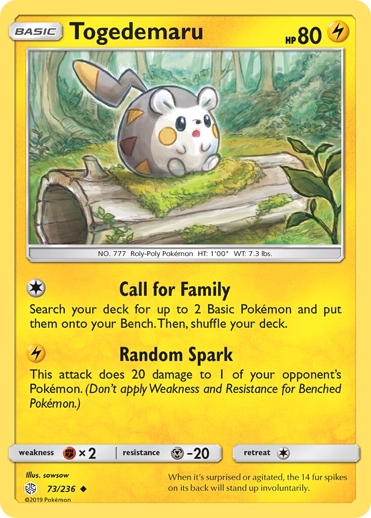 Togedemaru 073/236 — Cosmic Eclipse (English Pokémon TCG card)