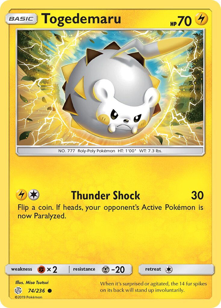 Togedemaru 074/236 — Cosmic Eclipse (English Pokémon TCG card)