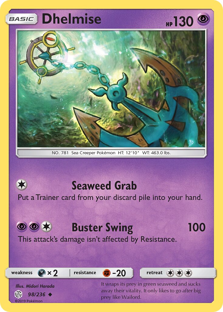 Dhelmise 098/236 — Cosmic Eclipse (English Pokémon TCG card)
