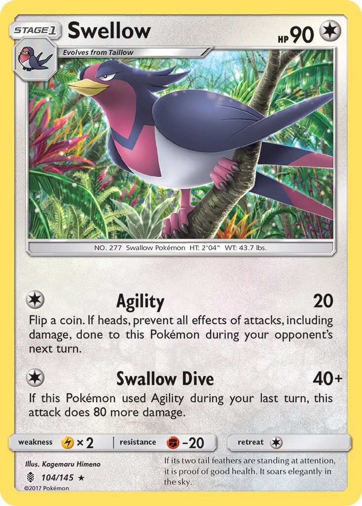 Swellow 104/145 — Guardians Rising (English Pokémon TCG card)
