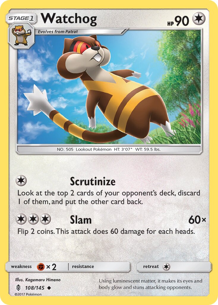 Watchog 108/145 — Guardians Rising (English Pokémon TCG card)