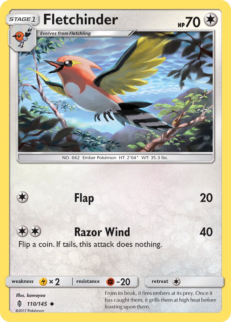 Fletchinder 110/145 — Guardians Rising (English Pokémon TCG card)