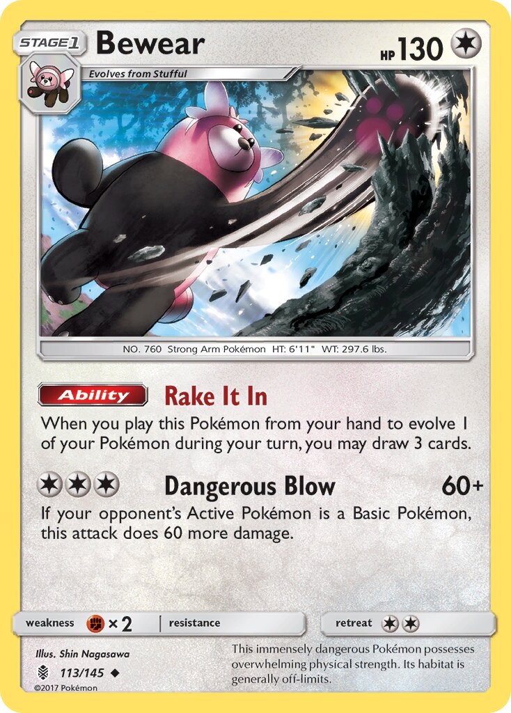 Bewear 113/145 — Guardians Rising (English Pokémon TCG card)
