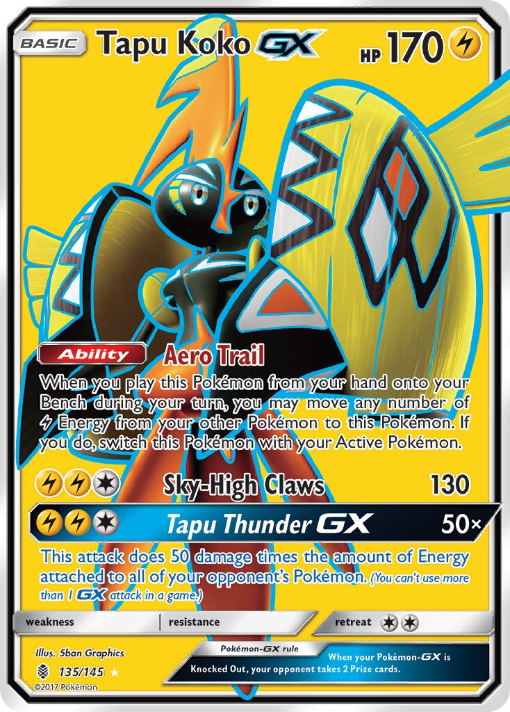 Tapu Koko-GX 135/145 — Guardians Rising (English Pokémon TCG card)
