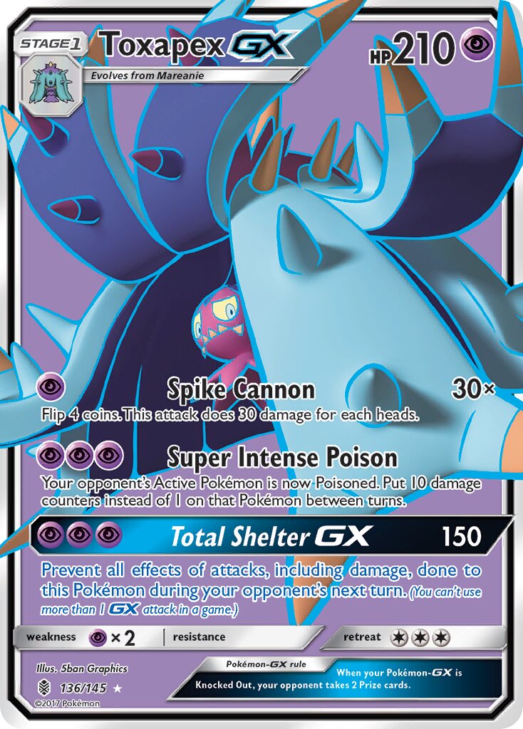 Toxapex-GX 136/145 — Guardians Rising (English Pokémon TCG card)