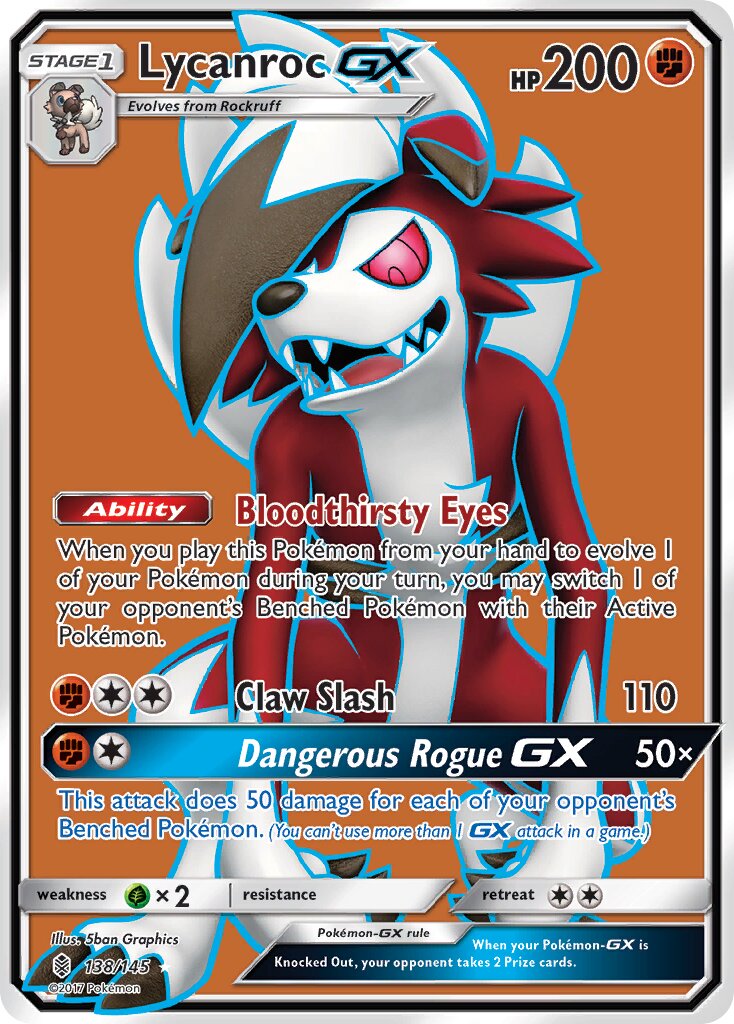 Lycanroc-GX 138/145 — Guardians Rising (English Pokémon TCG card)