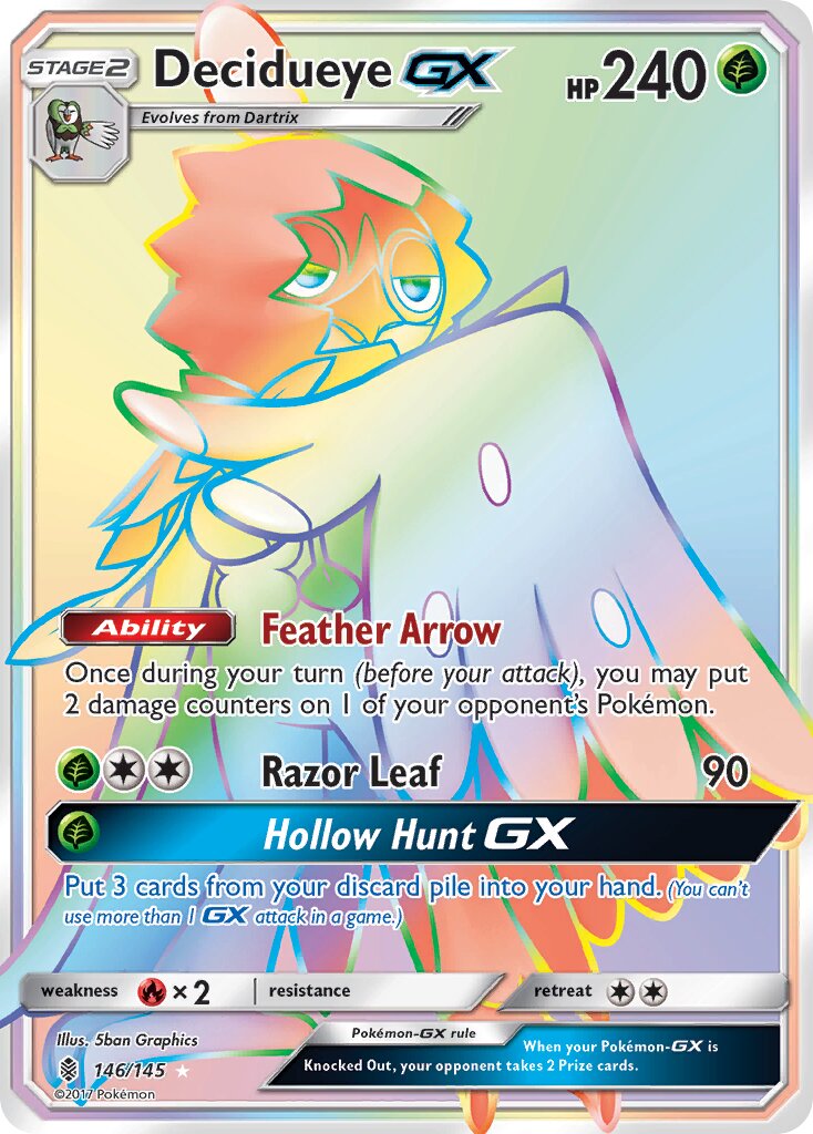 Decidueye-GX 146/145 — Guardians Rising (English Pokémon TCG card)