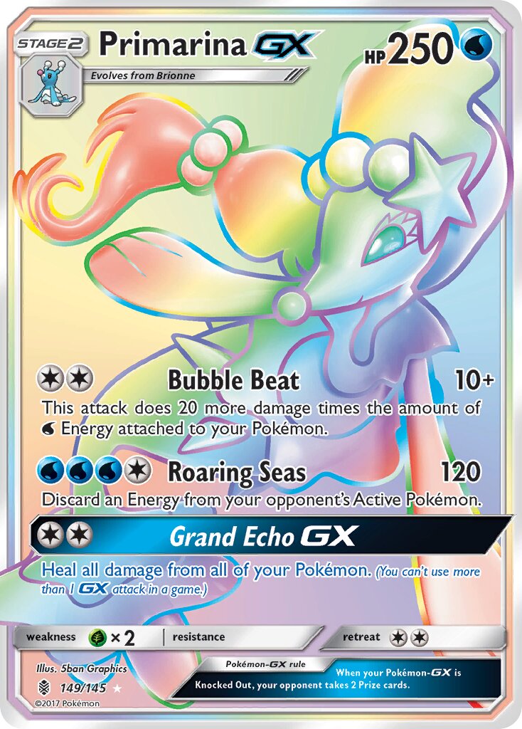 Primarina-GX 149/145 — Guardians Rising (English Pokémon TCG card)