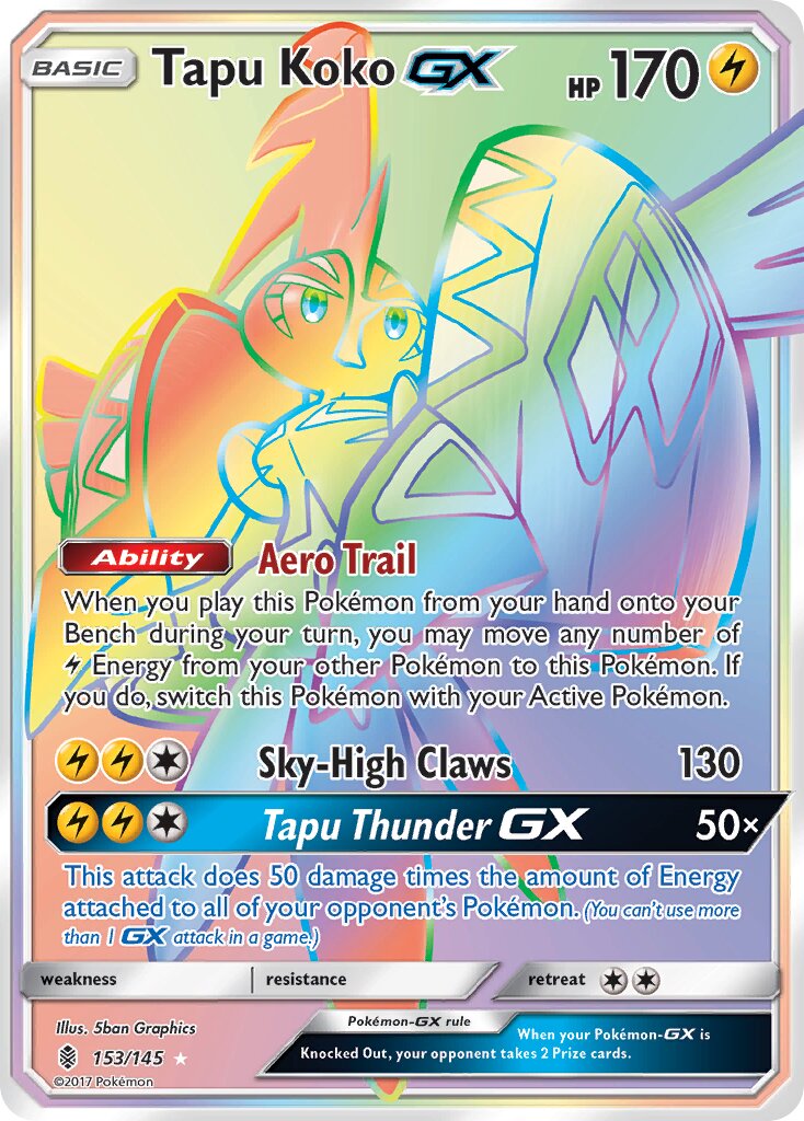 Tapu Koko-GX 153/145 — Guardians Rising (English Pokémon TCG card)