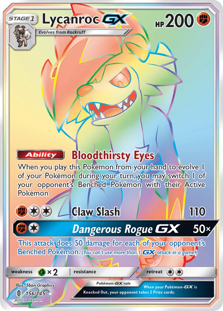 Lycanroc-GX 156/145 — Guardians Rising (English Pokémon TCG card)