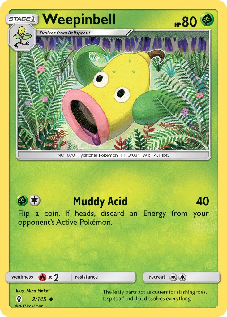 Weepinbell 002/145 — Guardians Rising (English Pokémon TCG card)