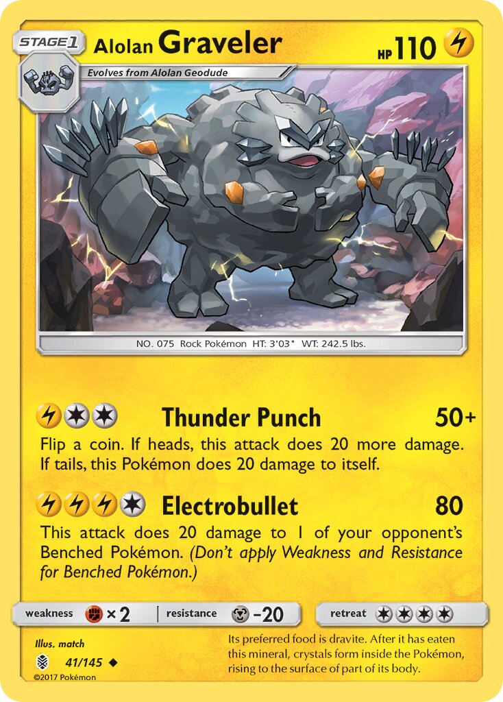 Alolan Graveler 041/145 — Guardians Rising (English Pokémon TCG card)