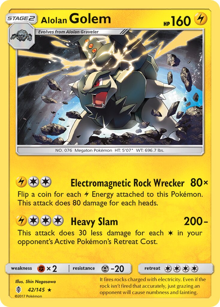 Alolan Golem 042/145 — Guardians Rising (English Pokémon TCG card)