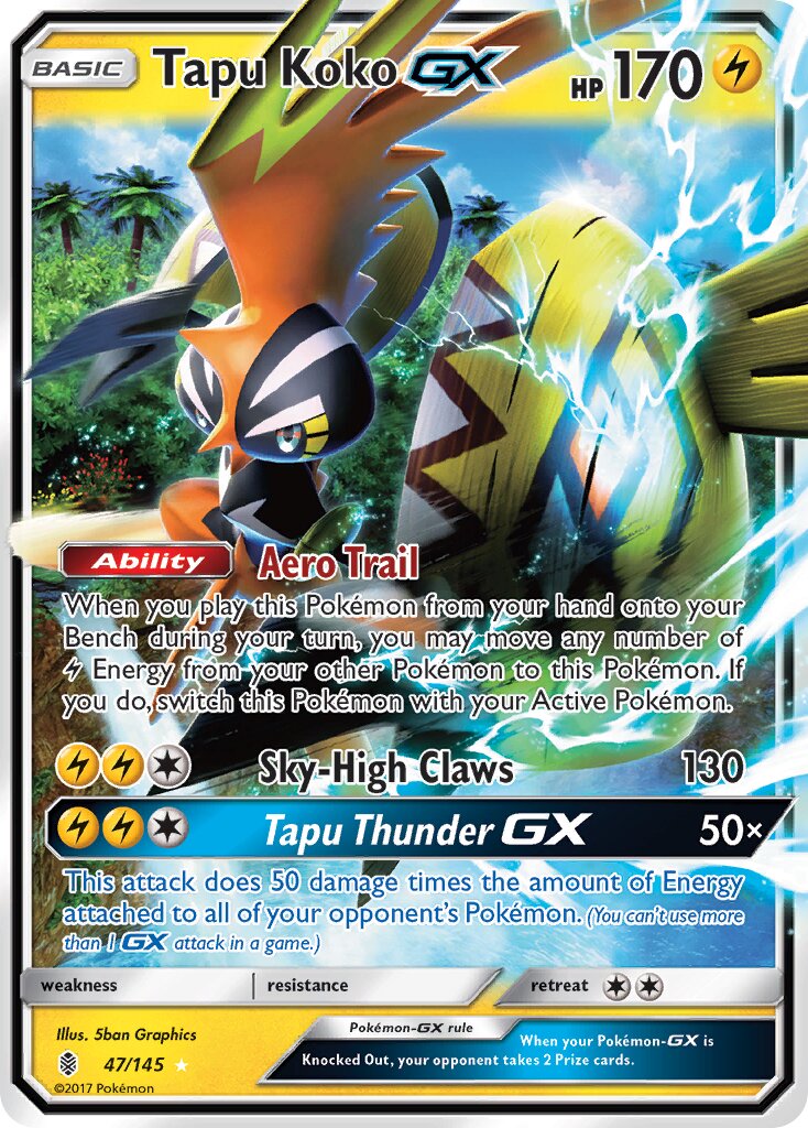 Tapu Koko-GX 047/145 — Guardians Rising (English Pokémon TCG card)