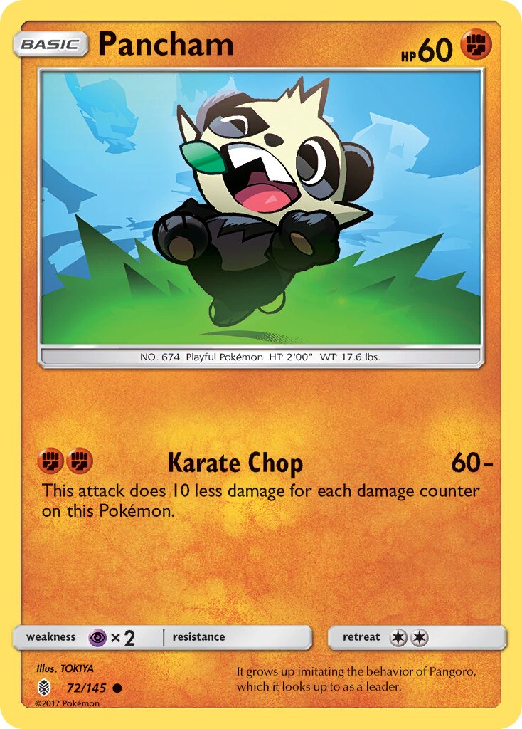Pancham 072/145 — Guardians Rising (English Pokémon TCG card)