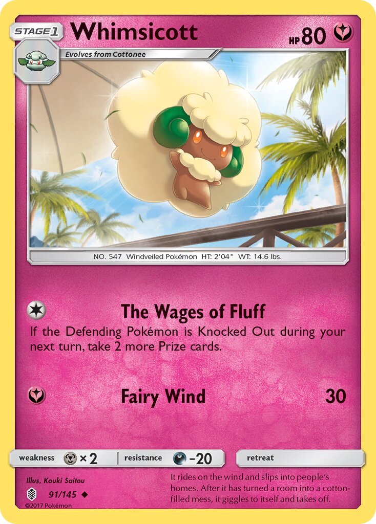 Whimsicott 091/145 — Guardians Rising (English Pokémon TCG card)