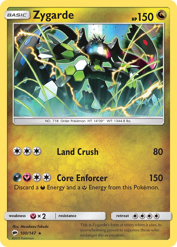 Zygarde 100/147 — Burning Shadows (English Pokémon TCG card)