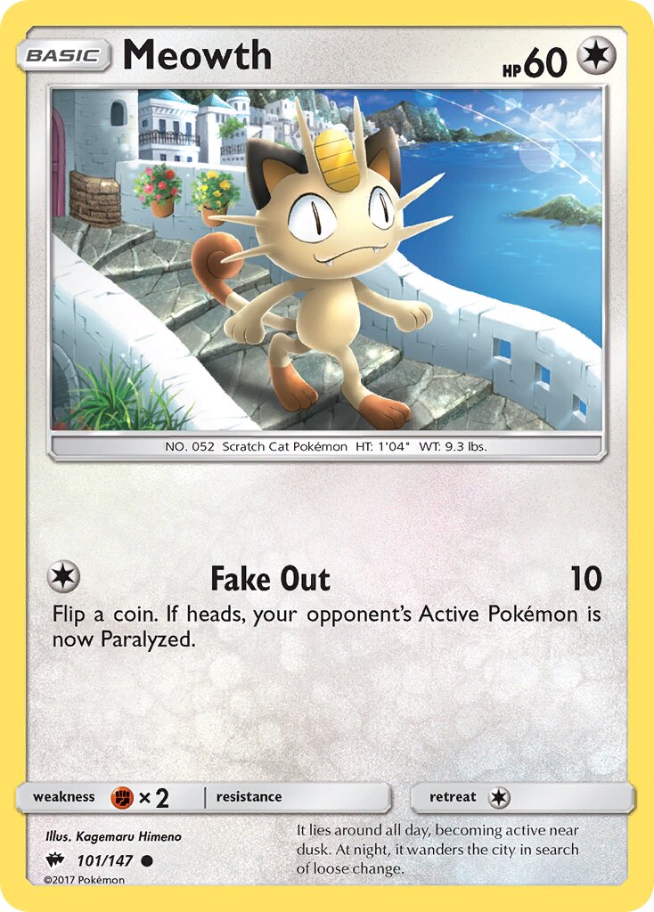 Meowth 101/147 — Burning Shadows (English Pokémon TCG card)