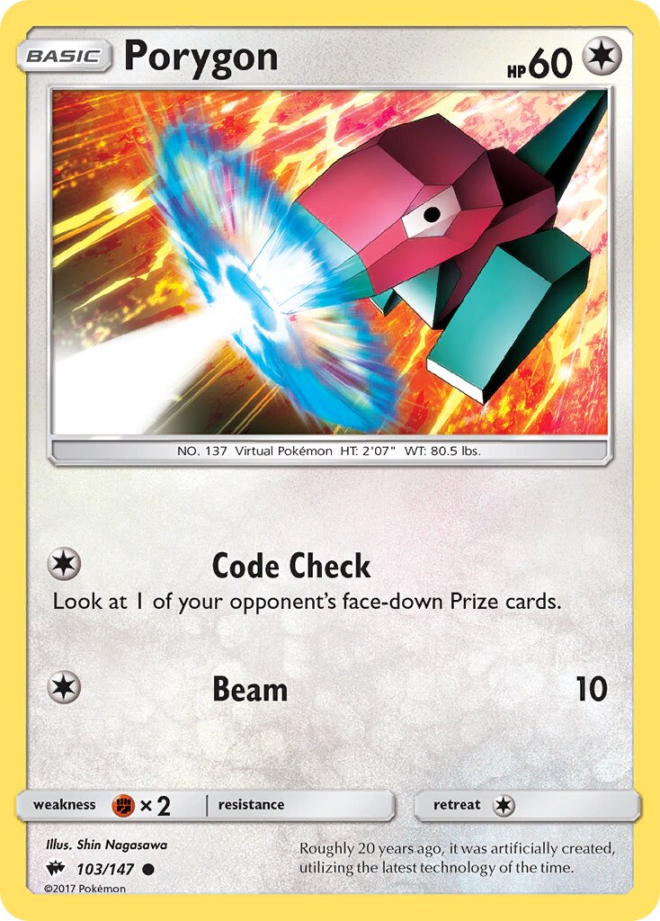 Porygon 103/147 — Burning Shadows (English Pokémon TCG card)