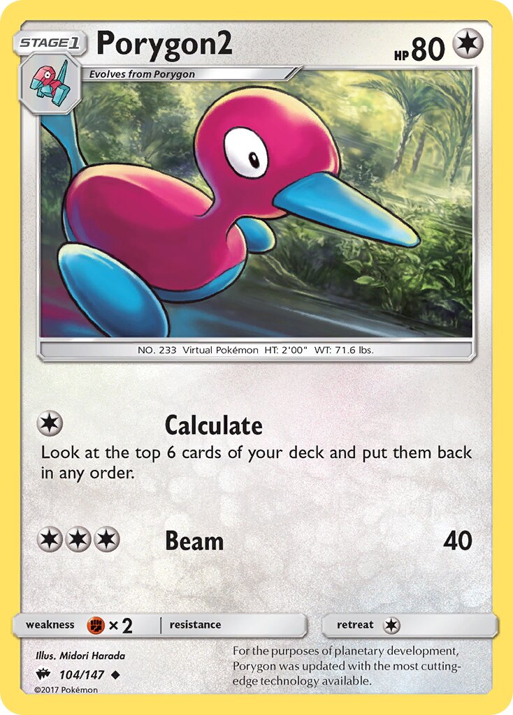 Porygon2 104/147 — Burning Shadows (English Pokémon TCG card)