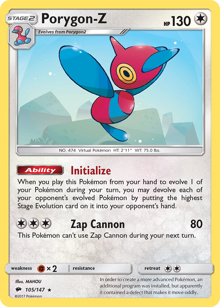 Porygon-Z 105/147 — Burning Shadows (English Pokémon TCG card)