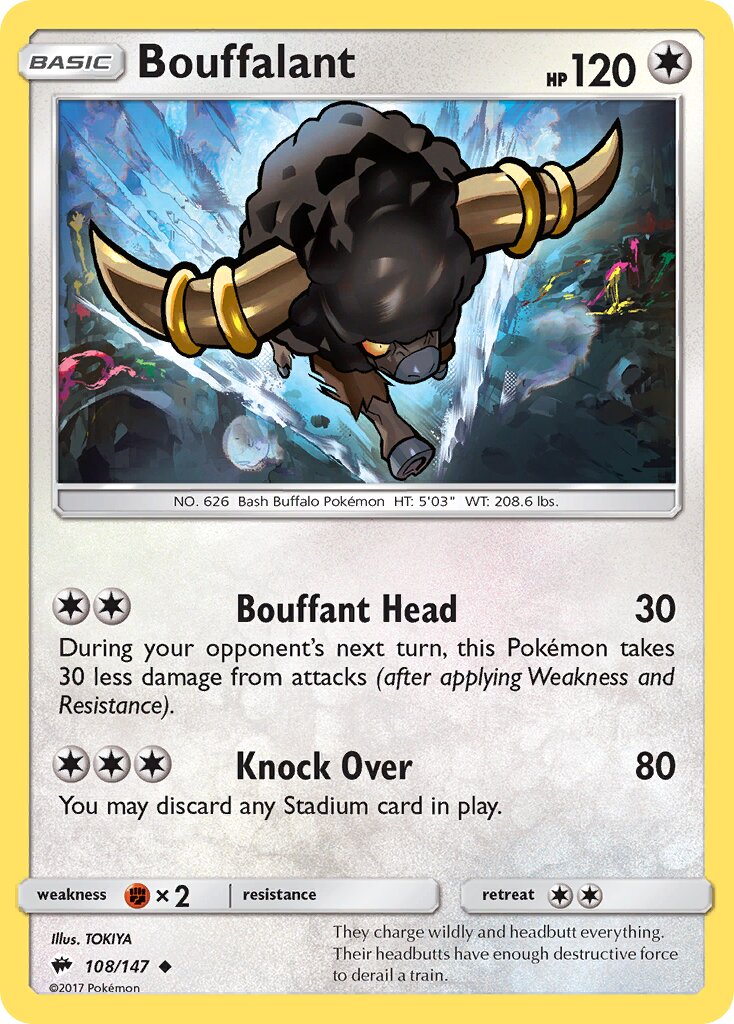 Bouffalant 108/147 — Burning Shadows (English Pokémon TCG card)