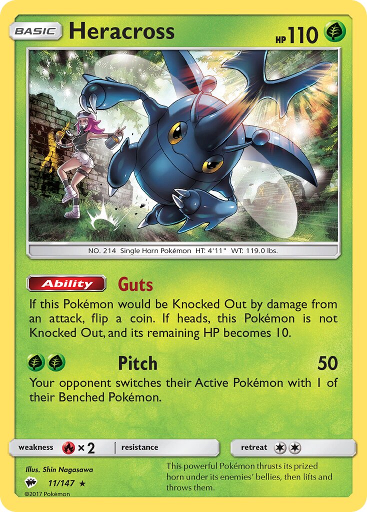 Heracross 011/147 — Burning Shadows (English Pokémon TCG card)