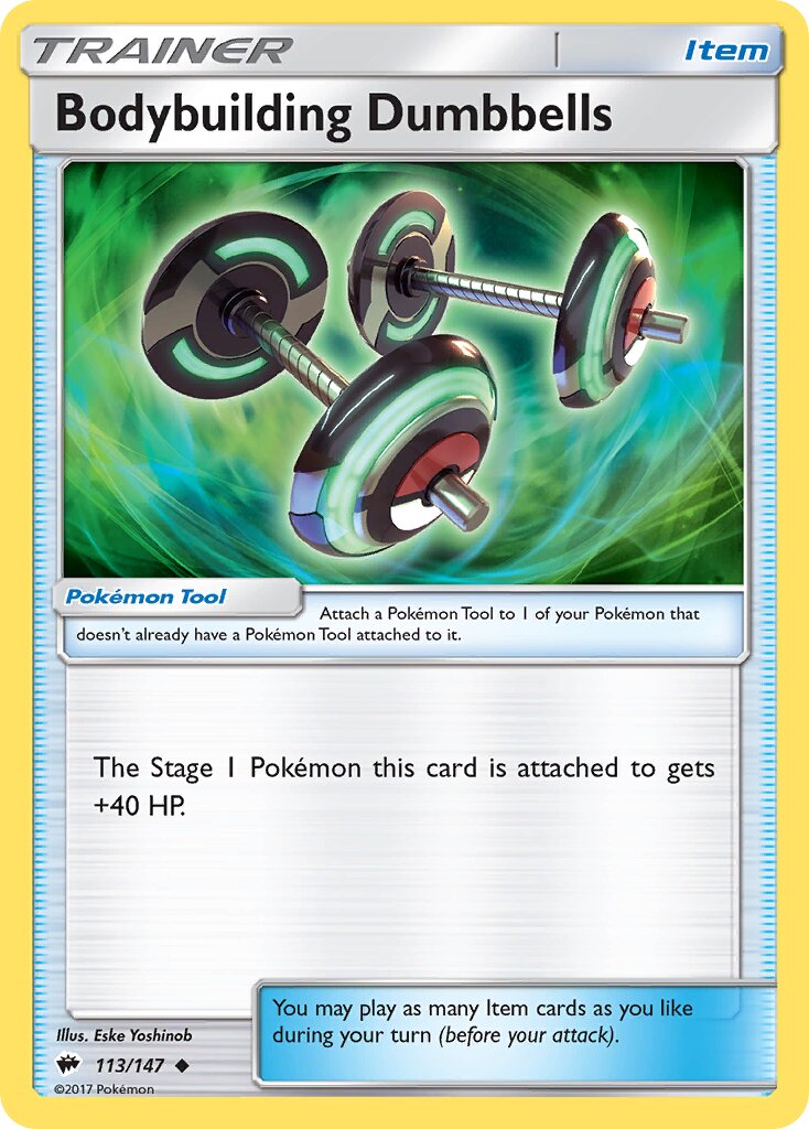 Bodybuilding Dumbbells 113/147 — Burning Shadows (English Pokémon TCG card)