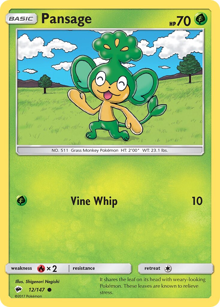 Pansage 012/147 — Burning Shadows (English Pokémon TCG card)
