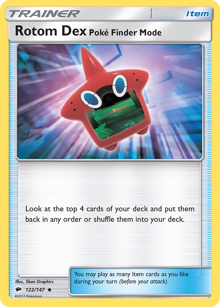 Rotom Dex Poké Finder Mode 122/147 — Burning Shadows (English Pokémon TCG card)