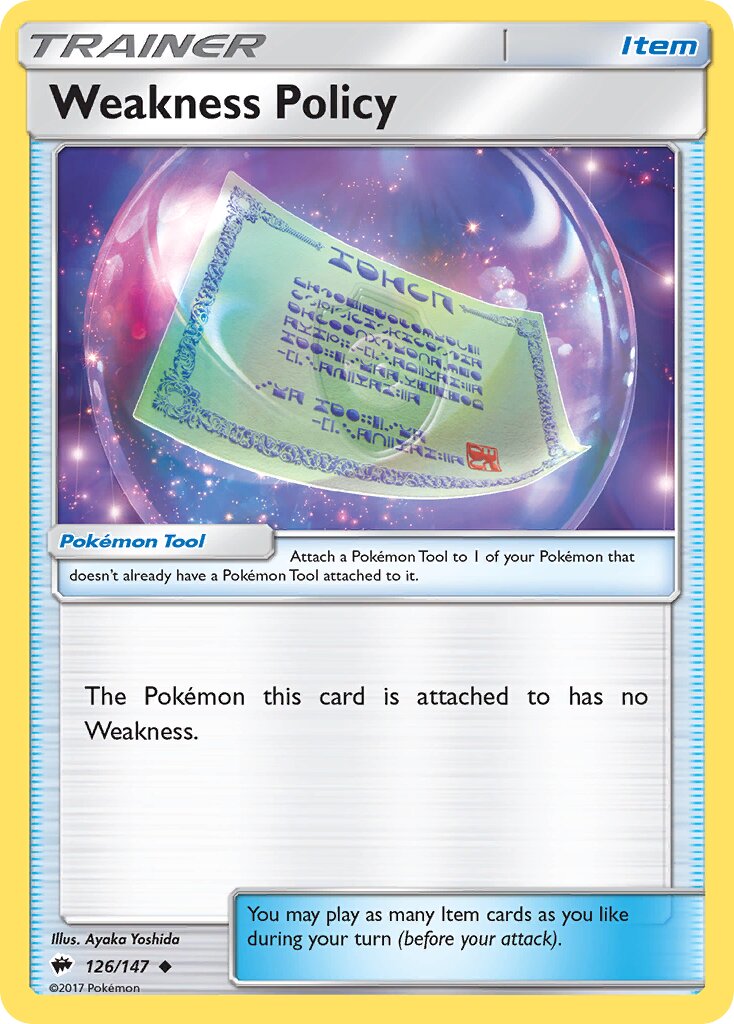 Weakness Policy 126/147 — Burning Shadows (English Pokémon TCG card)