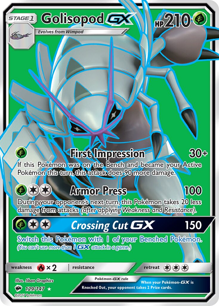 Golisopod-GX 129/147 — Burning Shadows (English Pokémon TCG card)