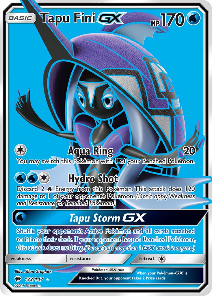 Tapu Fini-GX 133/147 — Burning Shadows (English Pokémon TCG card)