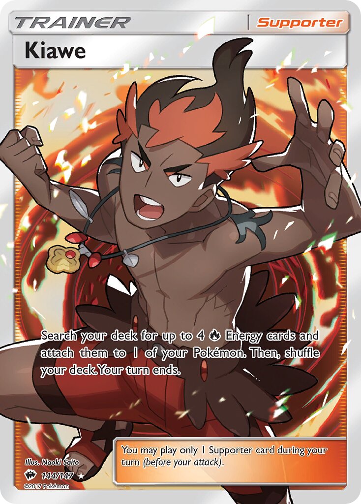 Kiawe 144/147 — Burning Shadows (English Pokémon TCG card)