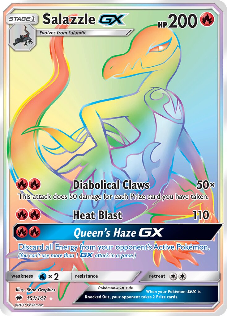 Salazzle-GX 151/147 — Burning Shadows (English Pokémon TCG card)