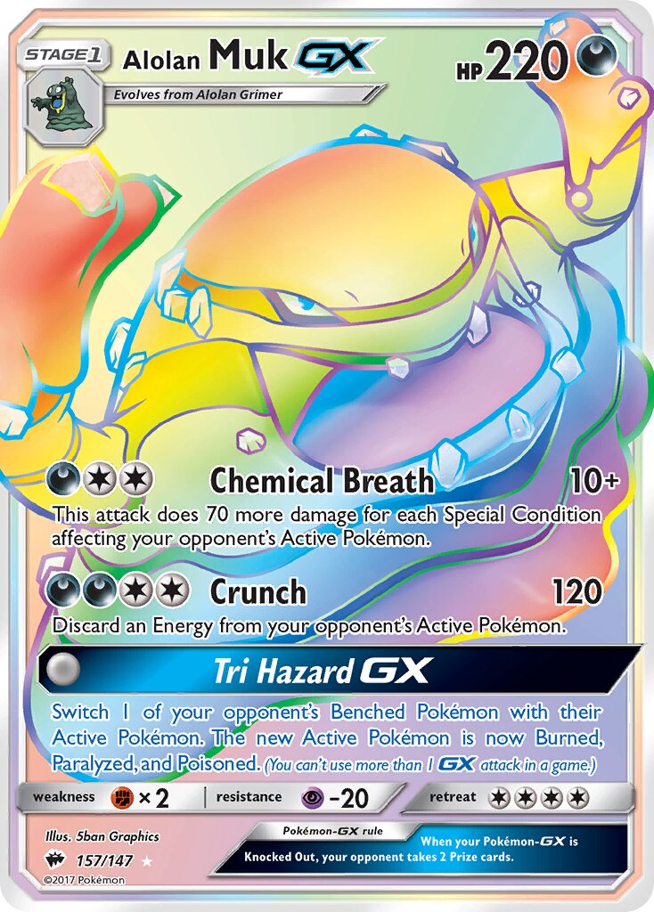 Alolan Muk-GX 157/147 — Burning Shadows (English Pokémon TCG card)