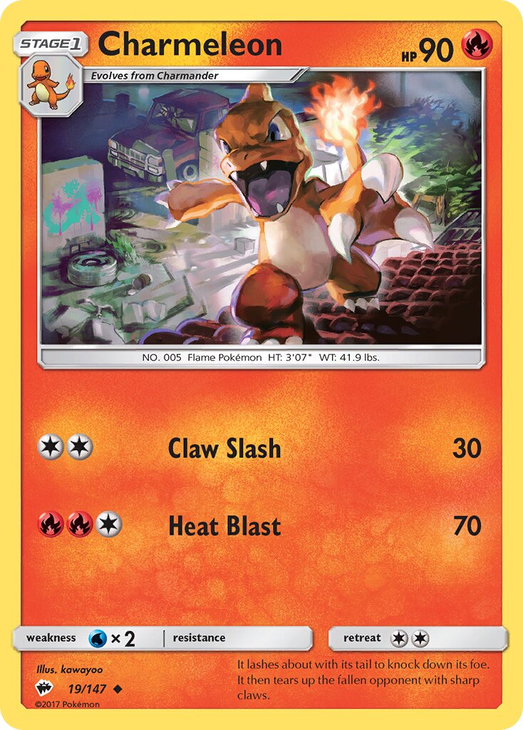 Charmeleon 019/147 — Burning Shadows (English Pokémon TCG card)