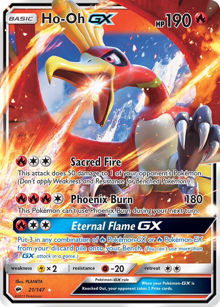 Ho-Oh-GX 021/147 — Burning Shadows (English Pokémon TCG card)