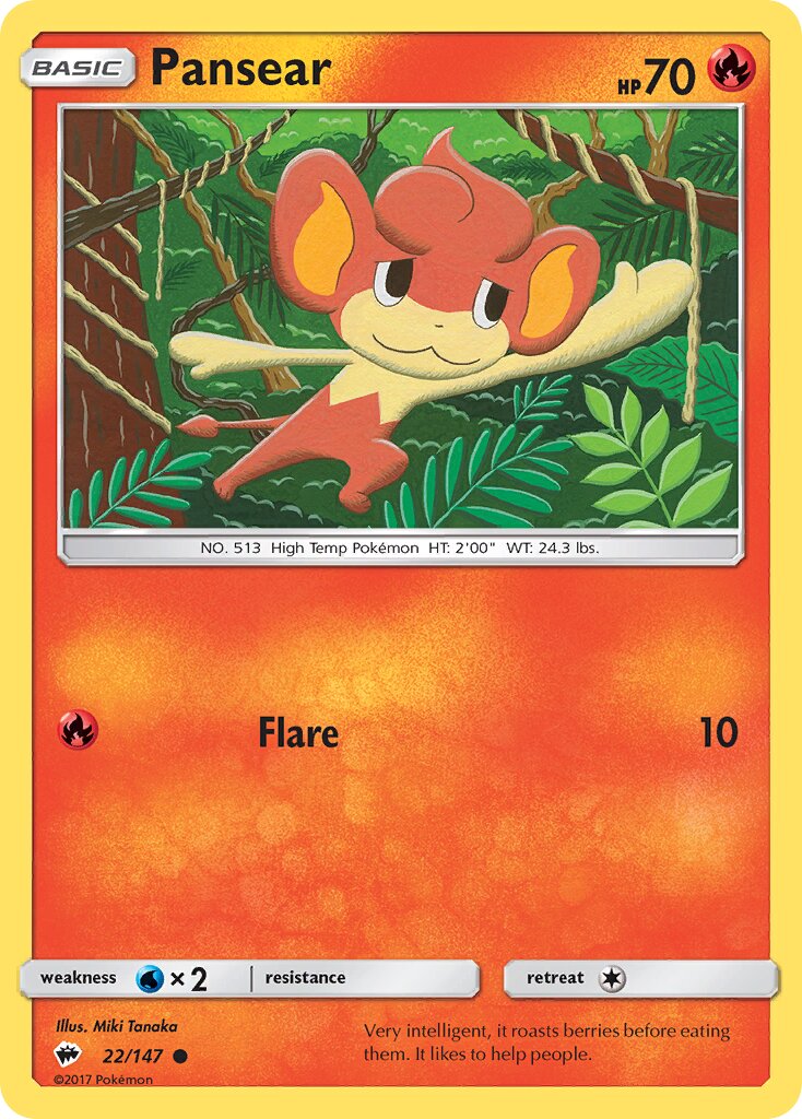 Pansear 022/147 — Burning Shadows (English Pokémon TCG card)