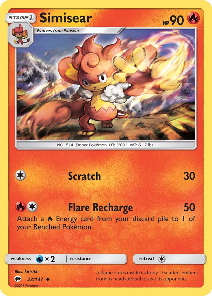 Simisear 023/147 — Burning Shadows (English Pokémon TCG card)