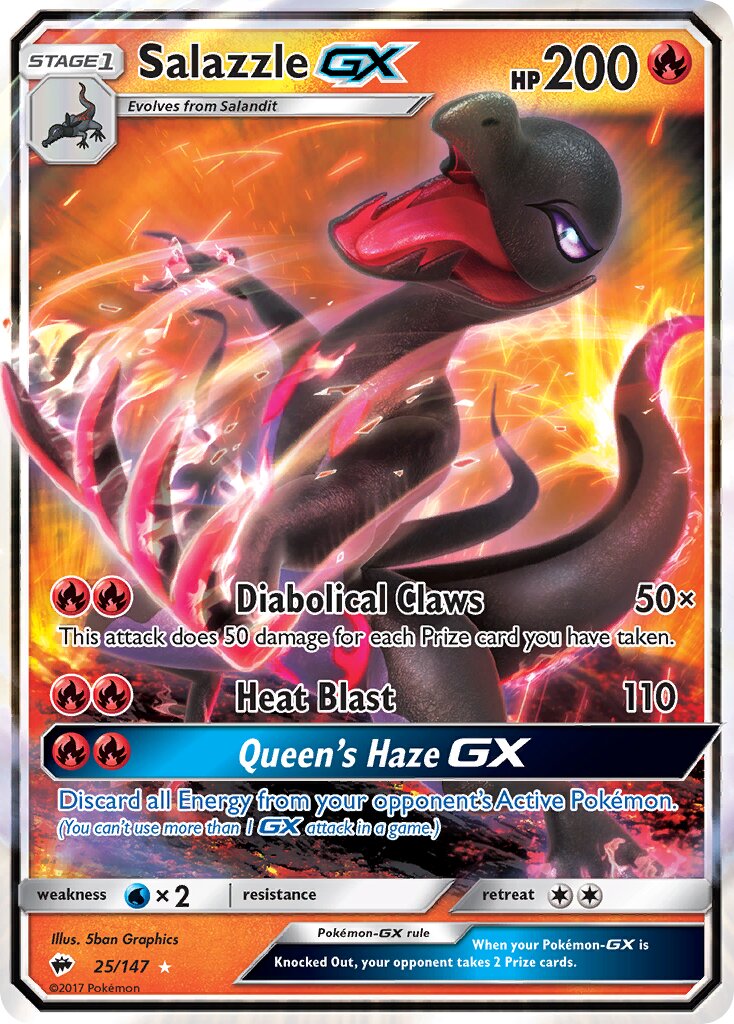 Salazzle-GX 025/147 — Burning Shadows (English Pokémon TCG card)